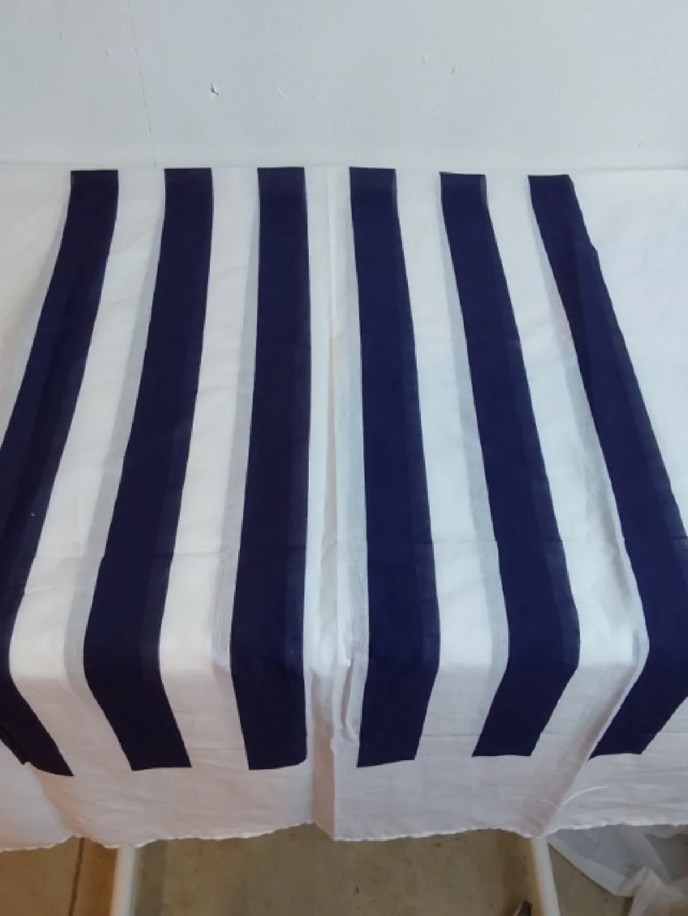 Lauren Ralph Lauren |Navy & White Vertical Stripe Coastal Monogram Cotton Scarf